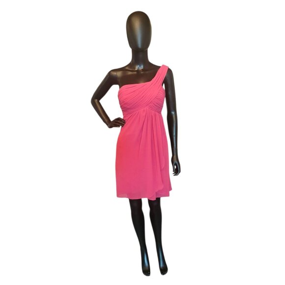 Watermelon Chiffon One Shoulder Party/Cocktail Dress NWOT - Bill Levkoff - Picture 1 of 7